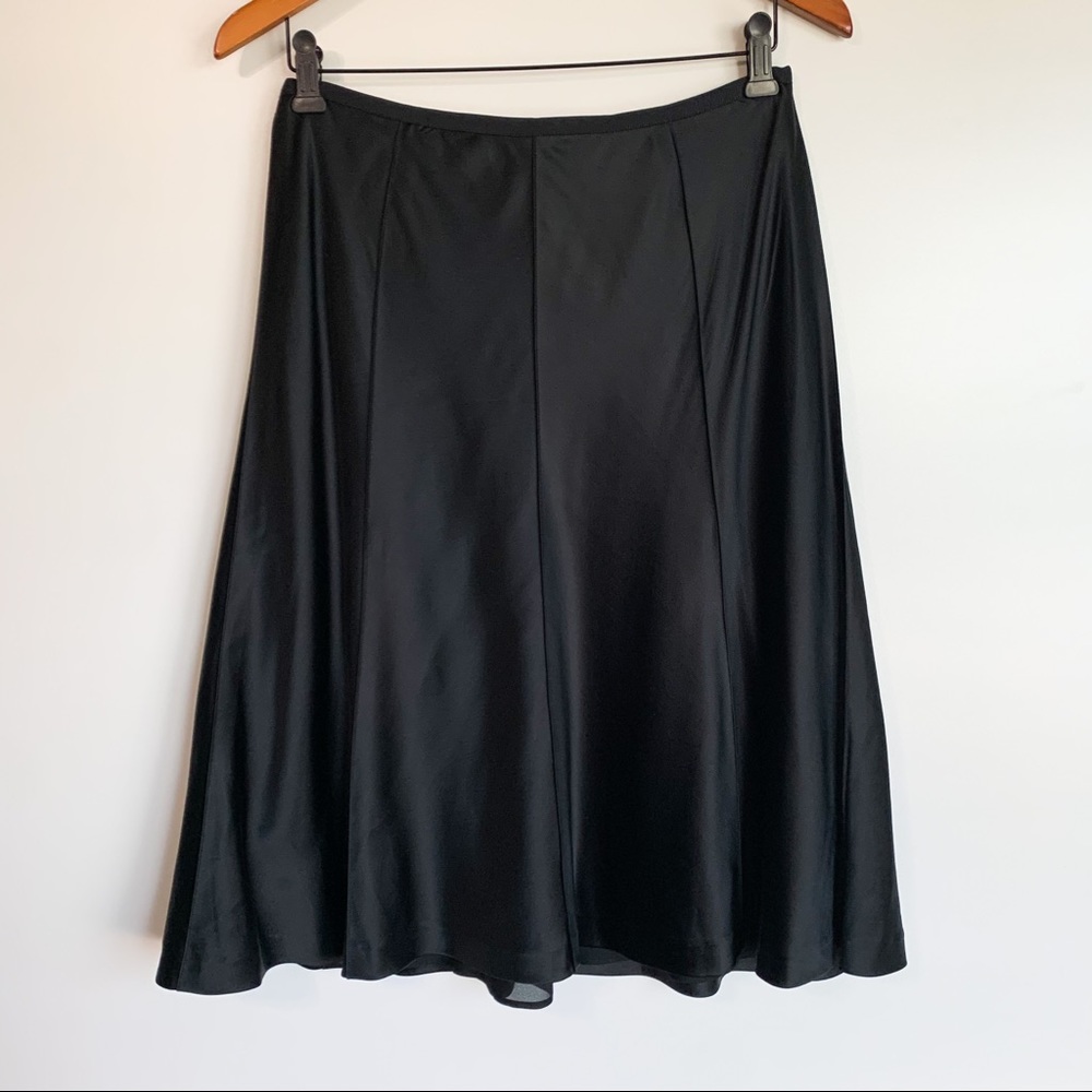 Ann Taylor Silk Black Satin Skirt